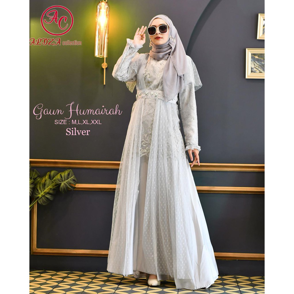 LONG GAMIS TULLE MUTIARA BORDIR / GAMIS PESTA / GAMIS HUMAIRAH