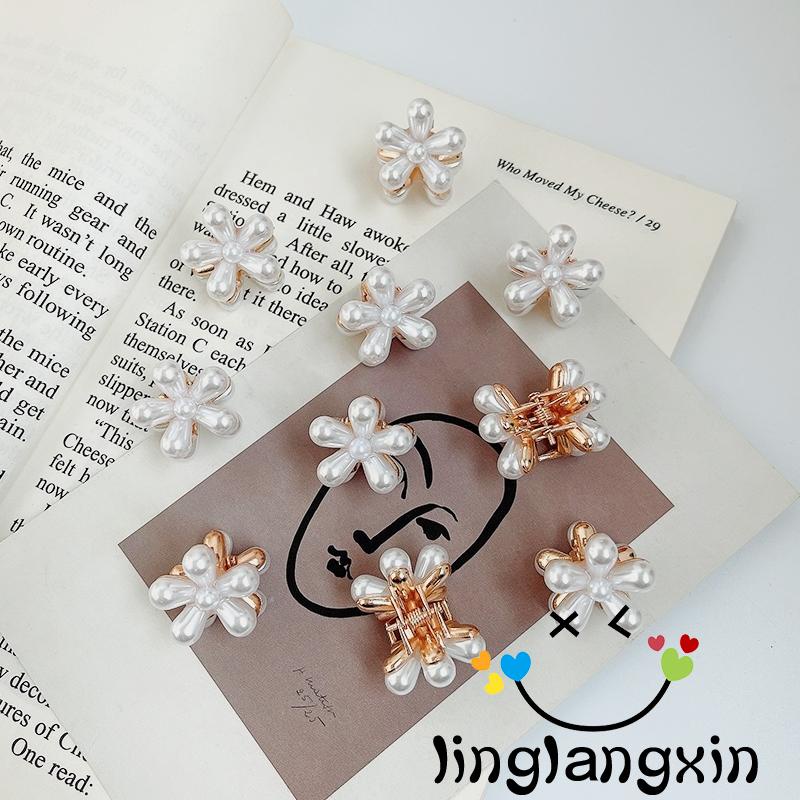 LLX-Mini Pearl Hair Barrettes, Sweet Flower Hair Clips Hair Pins Decorative Hair Accessories for Women Girls