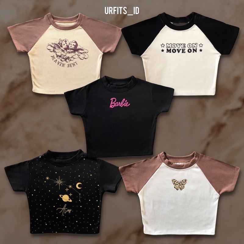 Crop top realpict knit rib premium crop tee kekinian modern style Angel top//Move on top//Barbie top