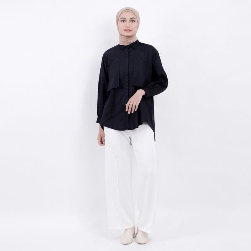 Tq88indonesia Fashion  Kemeja Linen Wanita Kekinian Terbaru / Kem Jazlyn LINEN Oversize Shirt / Blus  / Baju Atasan Wanita Terbaru / Ootd / Baju Santai Wanita / Kemeja Polos Wanita