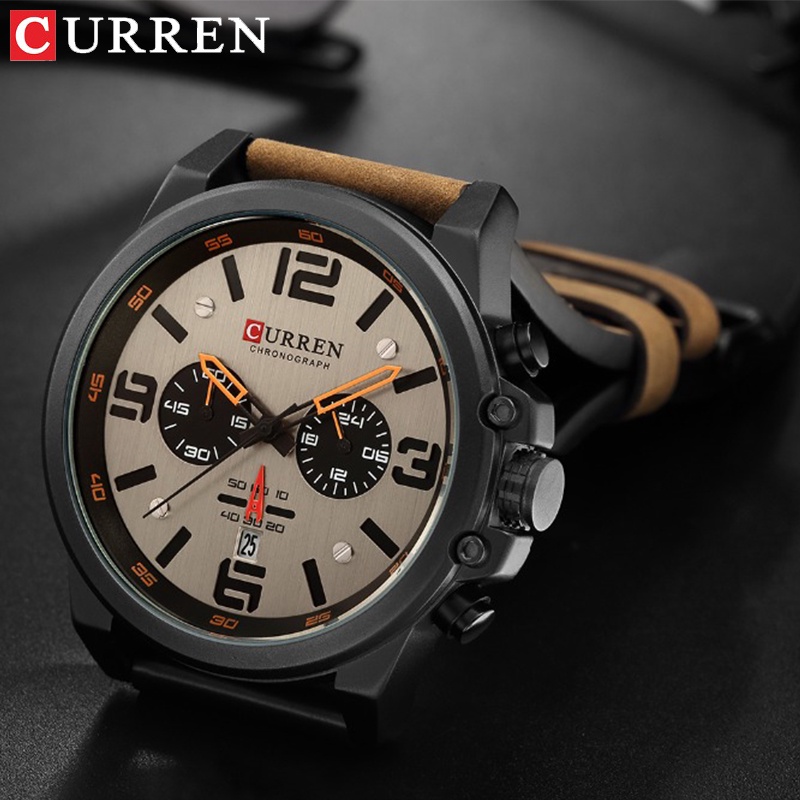 Top Brand Luxury CURREN 8314 Fashion Leather Strap Quartz Pria Jam Tangan Kasual Tanggal Bisnis Pria Jam Tangan Jam