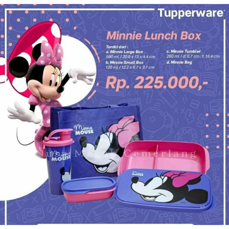 Lunch box set minnie mouse tupperware tepak tempat makan anak