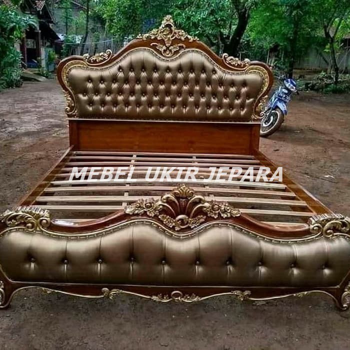 Tempat Tidur Ukir Mewah Jok Busa Kayu Jati Furniture Jepara Shopee Indonesia