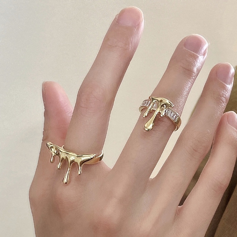 Cincin Batu Lava Drop Zircon Mewah Untuk Wanita