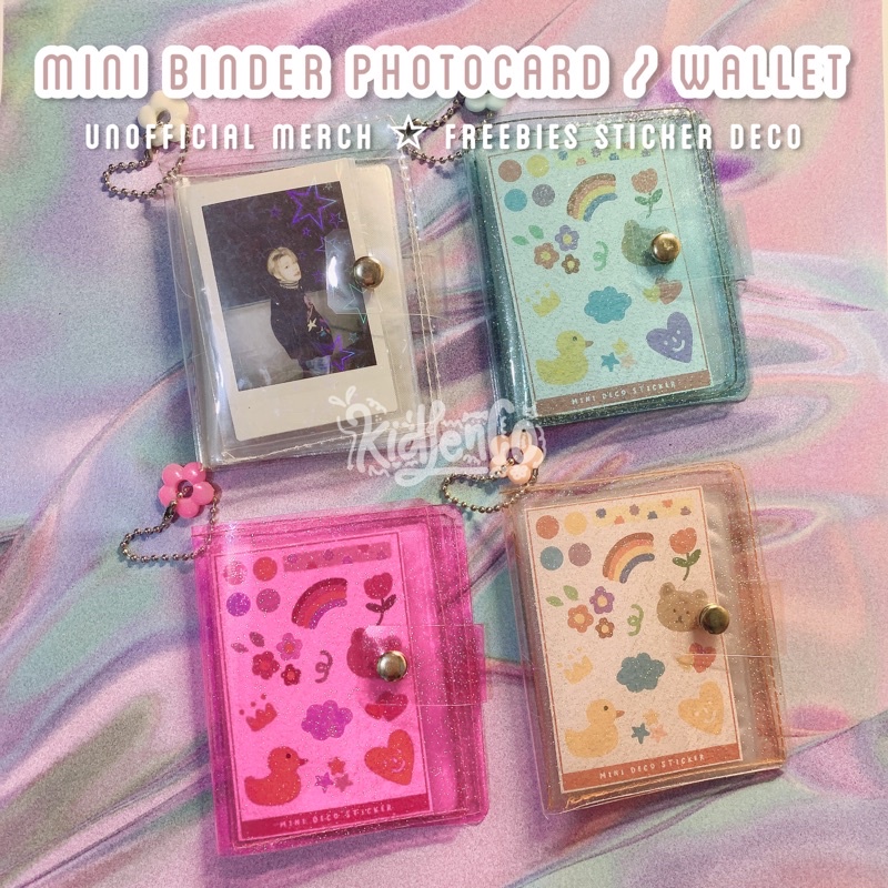 mini collect book pc ♡ dompet jelly transparan glitter ♡ card kolbuk case pastel cute lucu kartu photocard binder lomo kpop photocard polaroid pink yellow blue white kuning biru putih