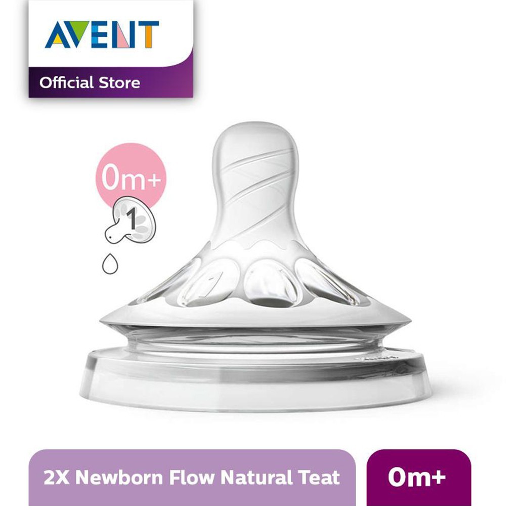 Avent Philips Teat Natural NewBorn - Nipple Dot Bayi 0M Plus 2 SCF651/23