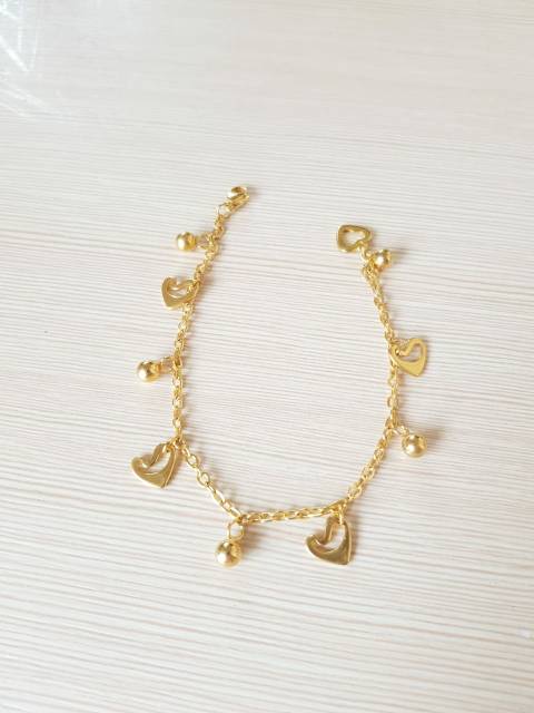 SET Gelang tangan &amp; Gelang Kaki Titanium Gold Love Import Antikarat Lv0304