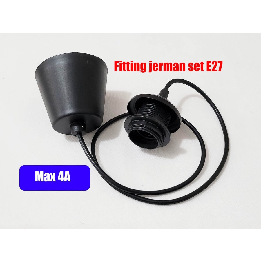 fitting gantung jerman set - tutup + kabel + fitting GANTUNG hias E27
