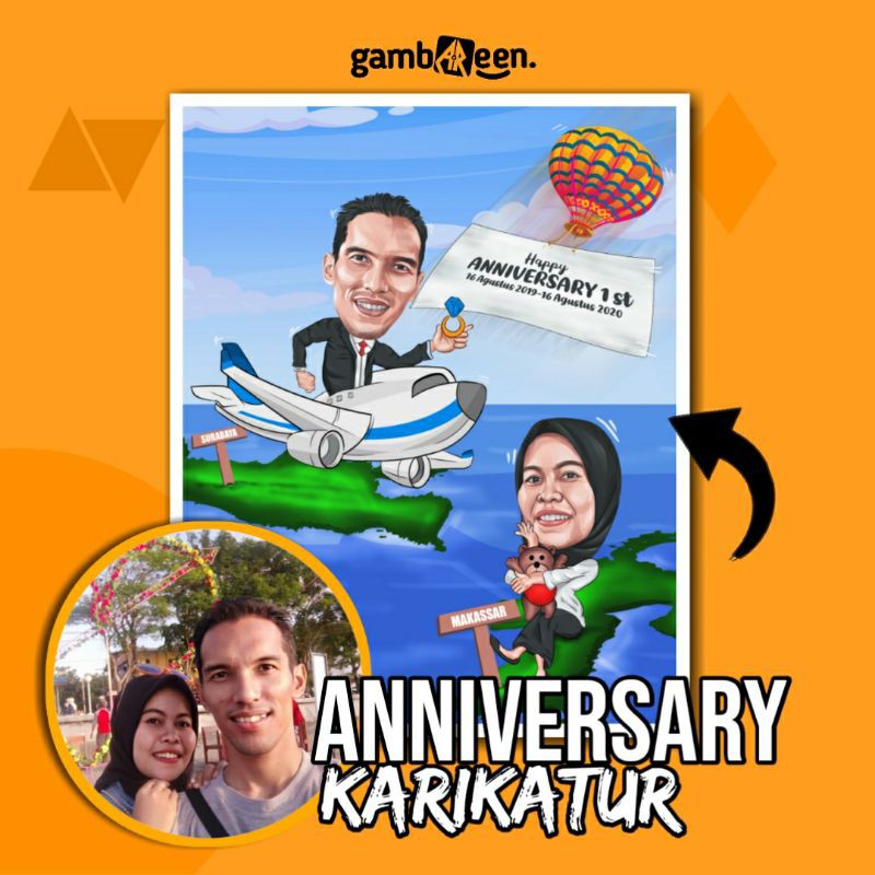 Jual Karikatur Pernikahan Wisuda Anniversary Ulang Tahun