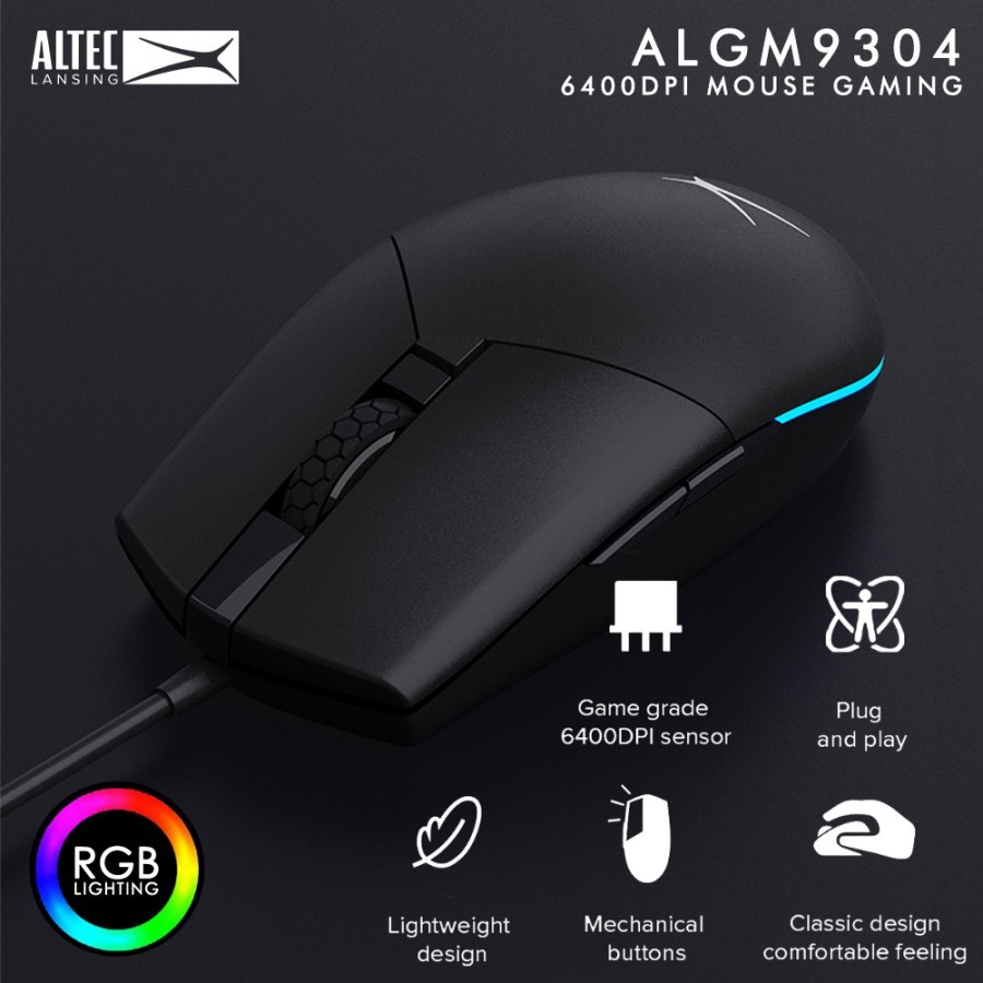 Mouse Gaming Altec Lansing ALGM-9304 RGB Gaming Mouse 6400 DPI