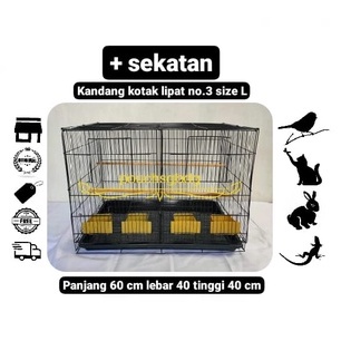 KANDANG BESI SEKAT TEBAL KOTAK LIPAT HEWAN PELIHARAAN BURUNG SUGAR GLIDER KUCING KELINCI MUSANG ANJI