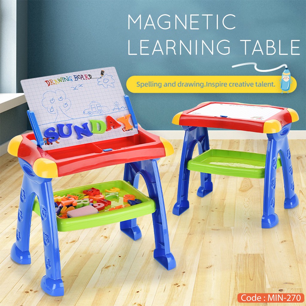 

MAGNETIC LEARNING TABLE Alphabet Mainan Edukasi Anak Magnetic Drawing Board Papan Tulis Magnet