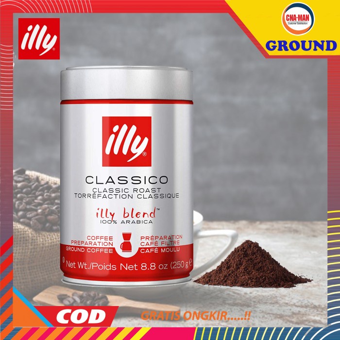 

Coffe Illy Medium Roast Ground Espresso 250 gram Kopi Bubuk Roasted