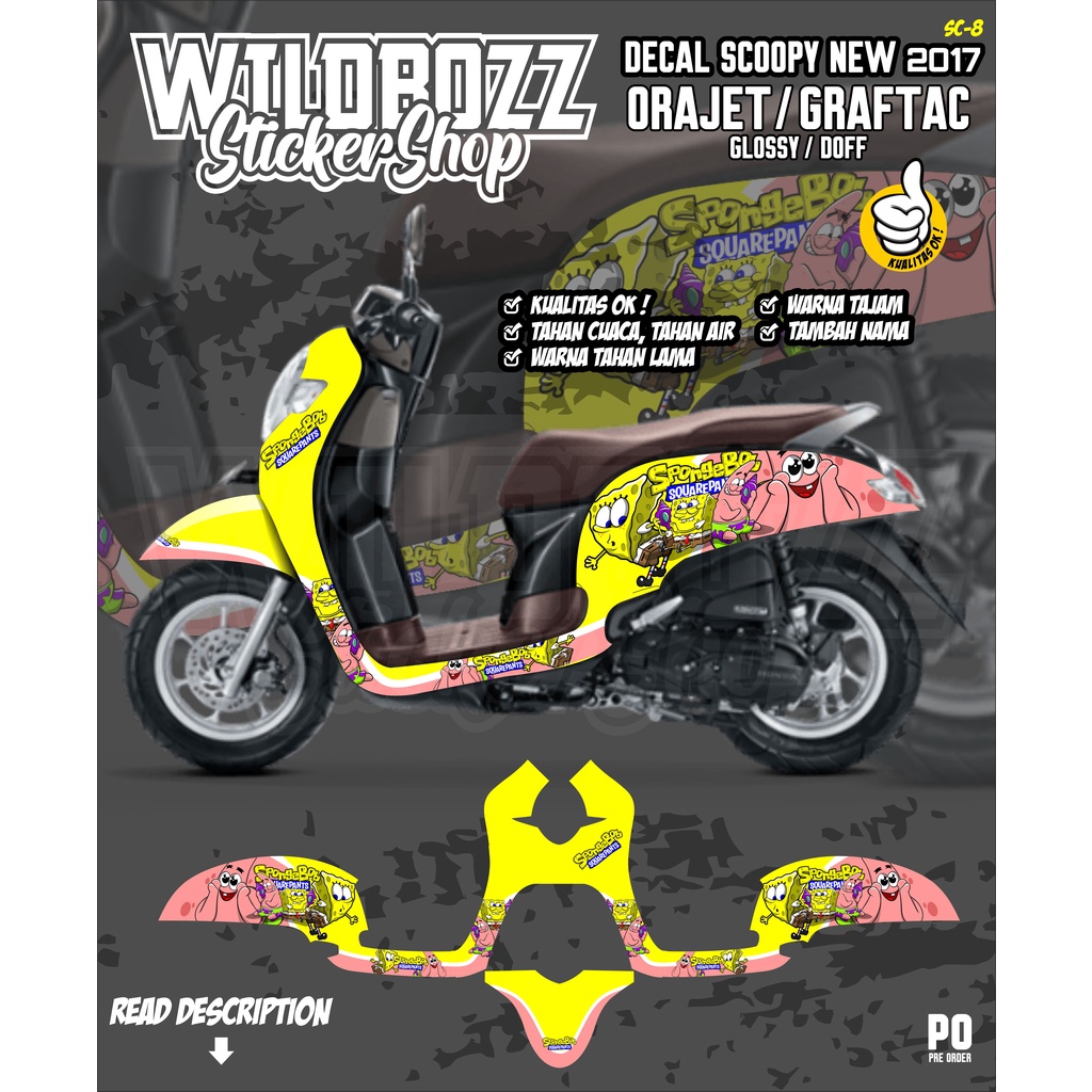 decal scoopy full body keren (SC-8) motif spongebob keren WILDBOZZ STICKER