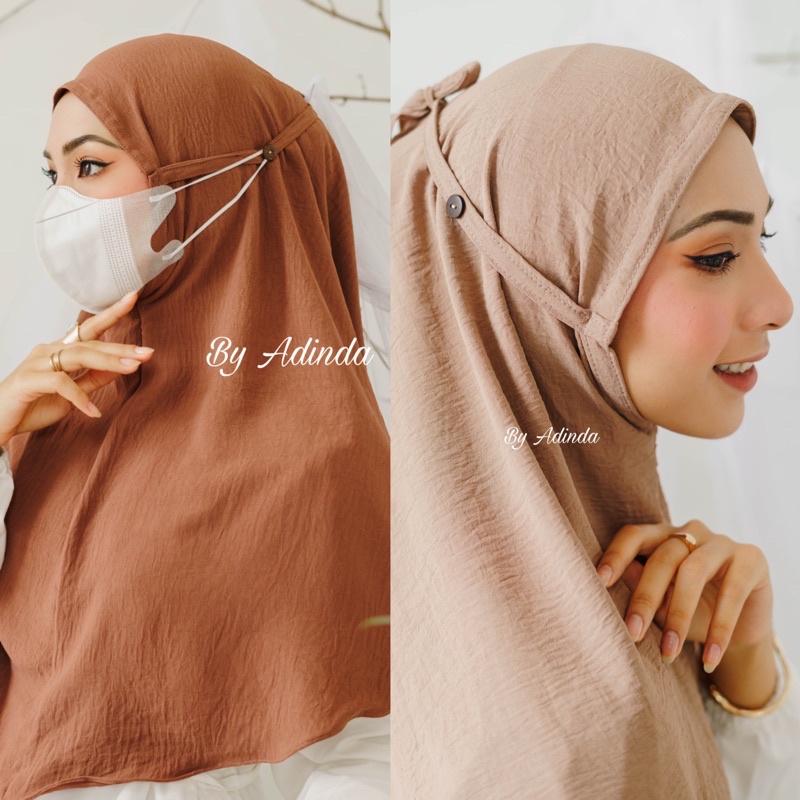 𝐁𝐘 𝐀𝐃𝐈𝐍𝐃𝐀 Bergo Crinkle Konektor Airflow Maryam Tali Kancing Masker Hijab instant khimar ironless Kerudung crinkle Jilbab simpel 2in1