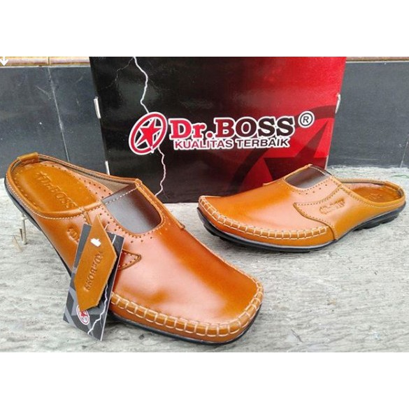 SEPATU SLOP PRIA COWOK SLIP ON TERBUAT DARI KULIT ASLI MERK DR BOSS MANDING BANTUL JOGJA