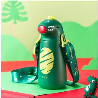 DINO Children's Vacuum Flask 400ml With Straw Sealed Leak-proof Thermos Stainless Steel TMY3613