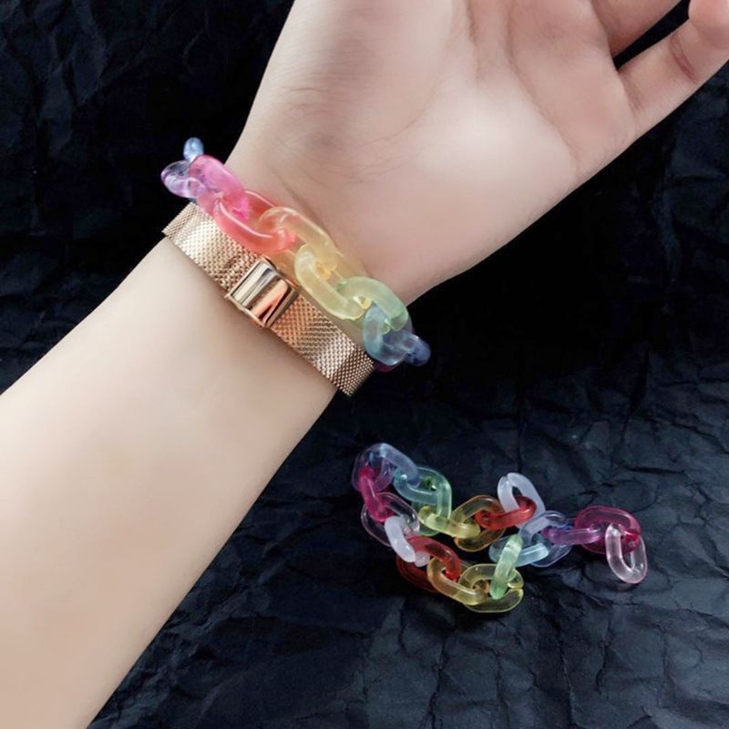 Gelang Rantai Akrilik Warna Warni Transparan Acrilic Chain Bracelet