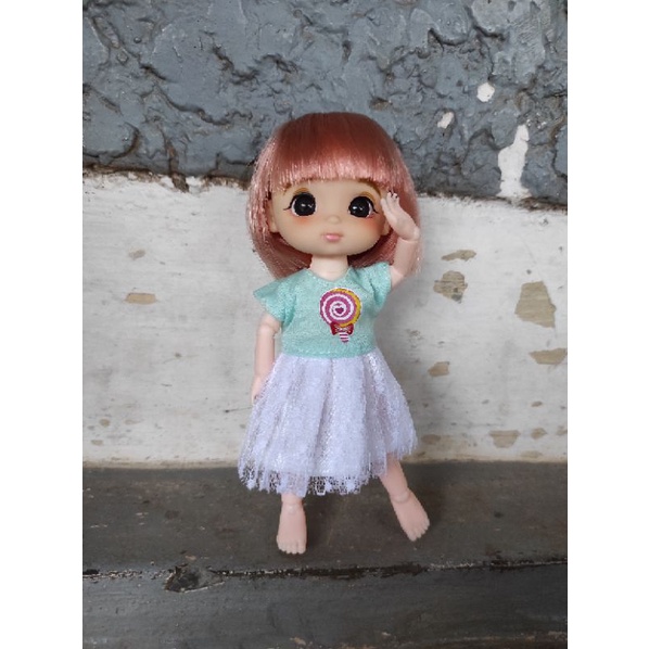 mainan anak baju boneka barbie mini doll 16cm yuna dimple