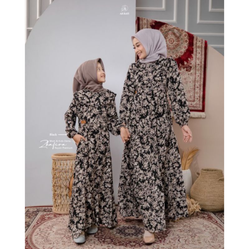 ZHAFIRA DRESS MOM & KIDS Black || by ARRAFI