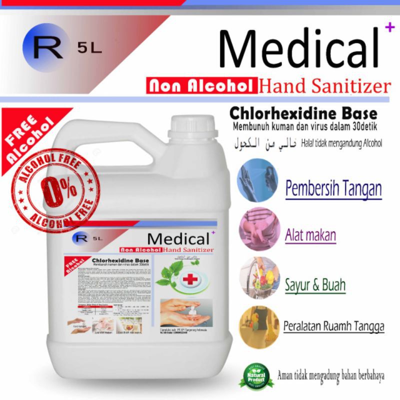 Disinfektan sekaligus hand sanitizer food grade non alkohol aman dan ramah lingkungan 5L