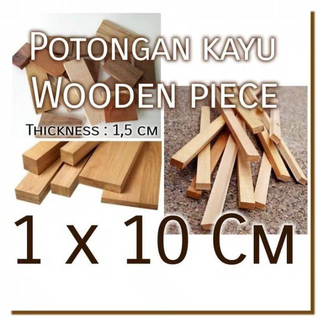 Wooden piece 1x10cm Potongan kayu bahan craft dekorasi Rustic Vintage