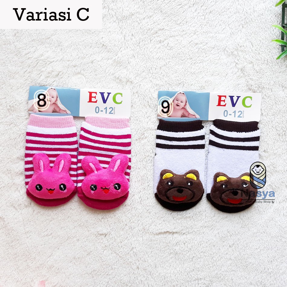 [C-009] Kaos Kaki bayi boneka lucu usia 0-12 m - motif boneka dan bunyi