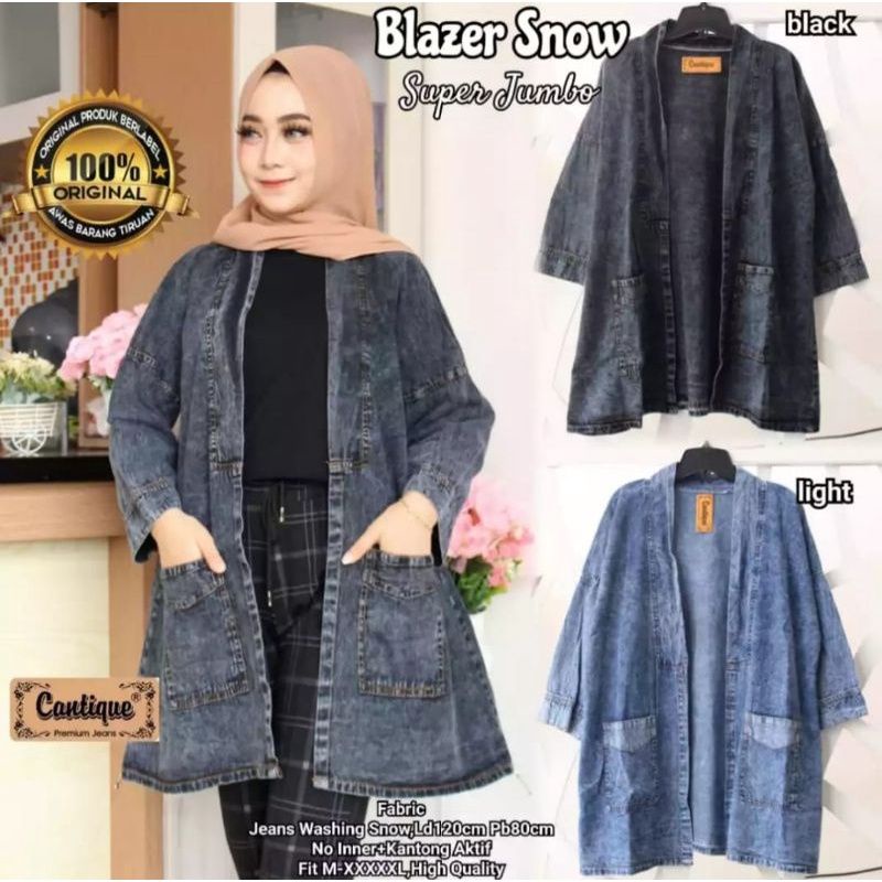 Cardigan jeans wanita jumbo / outer jeans kekinian wanita / blazer wanita korea style / nadia collec