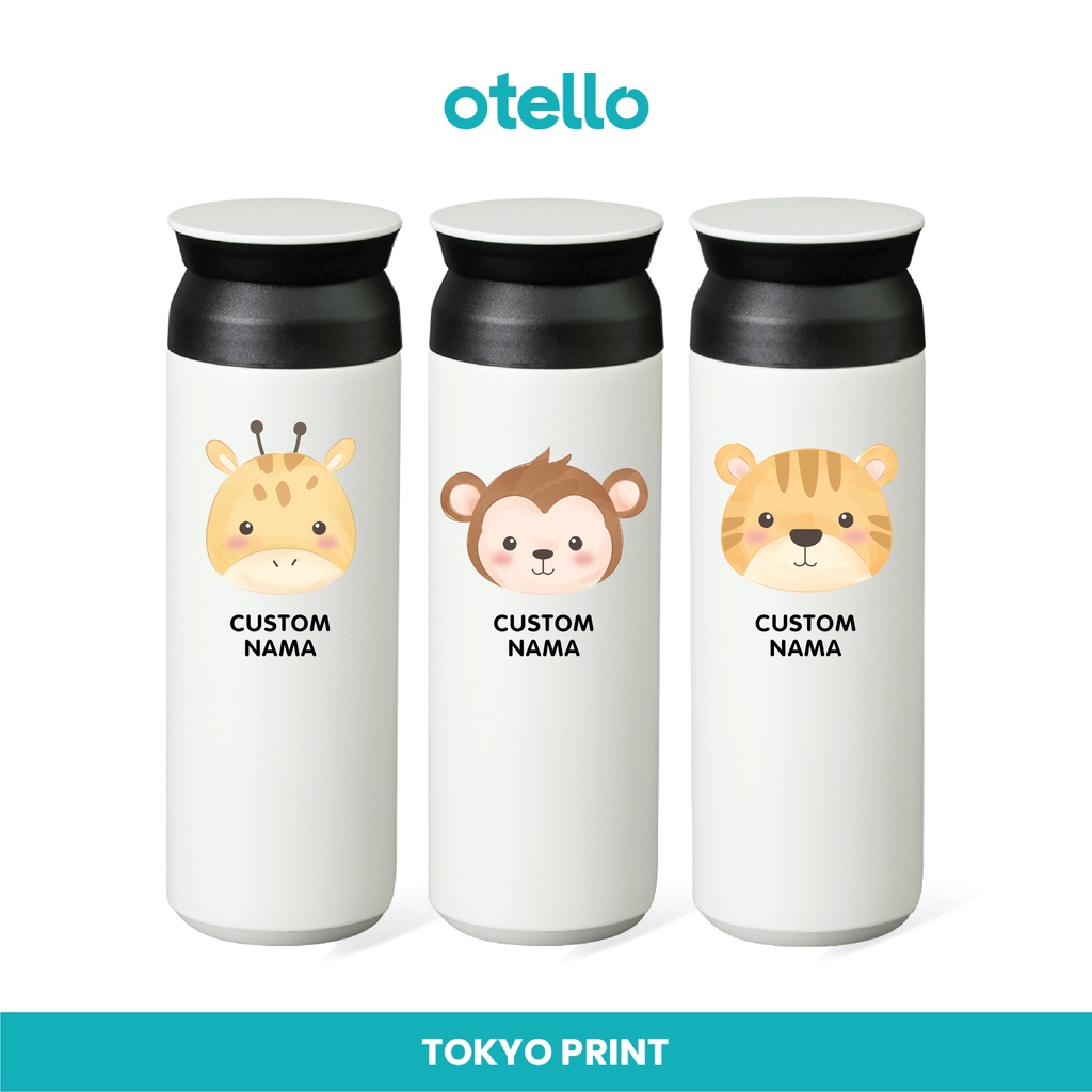 Custom Tumbler Animal Watercolor Cetak Print UV Botol Hadiah Anak Tambler Water Bottle Tumblr Unik Lucu