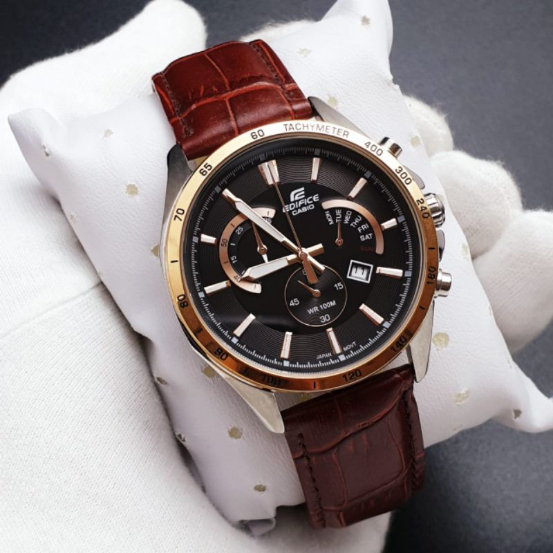Jam Tangan Pria Merk Casio Edifice Type Efr-510 Ori Bm Leathers