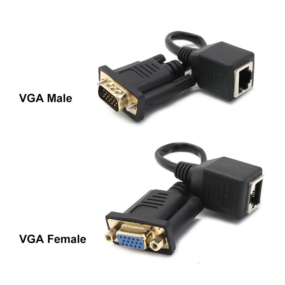 Suyo VGA Extender Tidak Memerlukan Daya Luar Male/Female Ke Female LAN CAT5 CAT6 Adaptor Kabel Jaringan