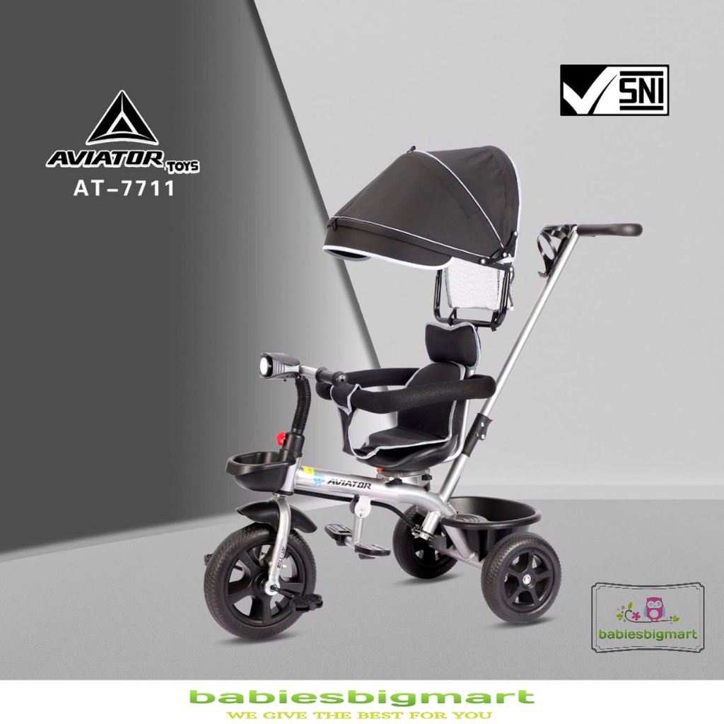 Sepeda Anak Roda 3 Tiga AVIATOR Tricycle AT 7711 Lampu Musik Kursi putar
