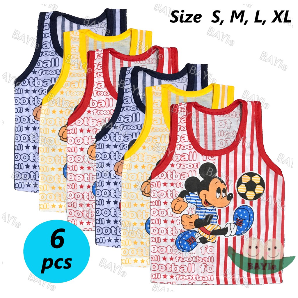 BAYIe -  6 PCS Kaos Singlet / Kutung Bayi/Anak Laki/Perempuan Motif MICKEY MF Size S, M, L, XL