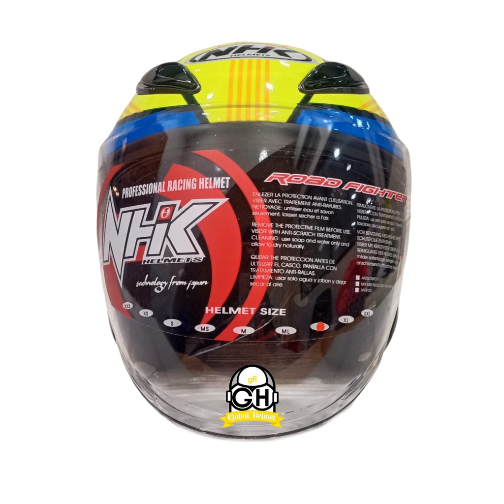 HELM NHK R6 MOTIF STARCO BLACK YELLOW BLUE HALF FACE NHK R6 MOTIF