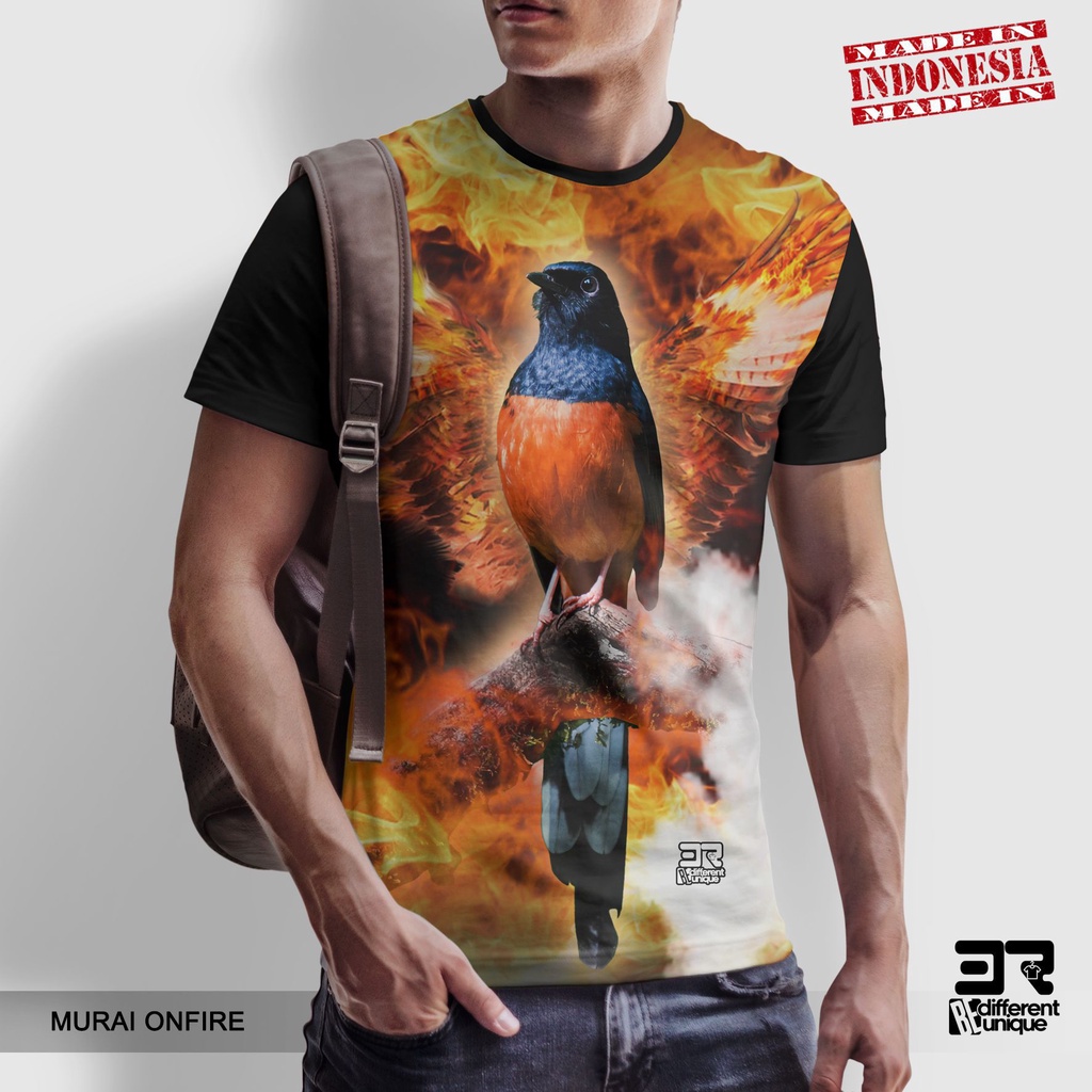 [ COD ] KAOS PRINTING GAMBAR BURUNG MURAI ON FIRE  - BAJU KICAU MANIA LOVERS MURAI BATU MEDAN DISTRO