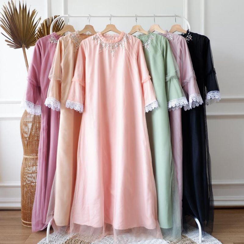 Arumi Tile Dress/Dress Tile Mewah/Dress Kondangan/Dress Muslim