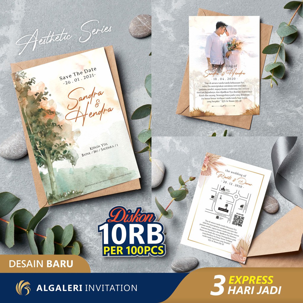 Jual ️ UNDANGAN PERNIKAHAN Aesthetic Series, Rustic, Elegan, Simple