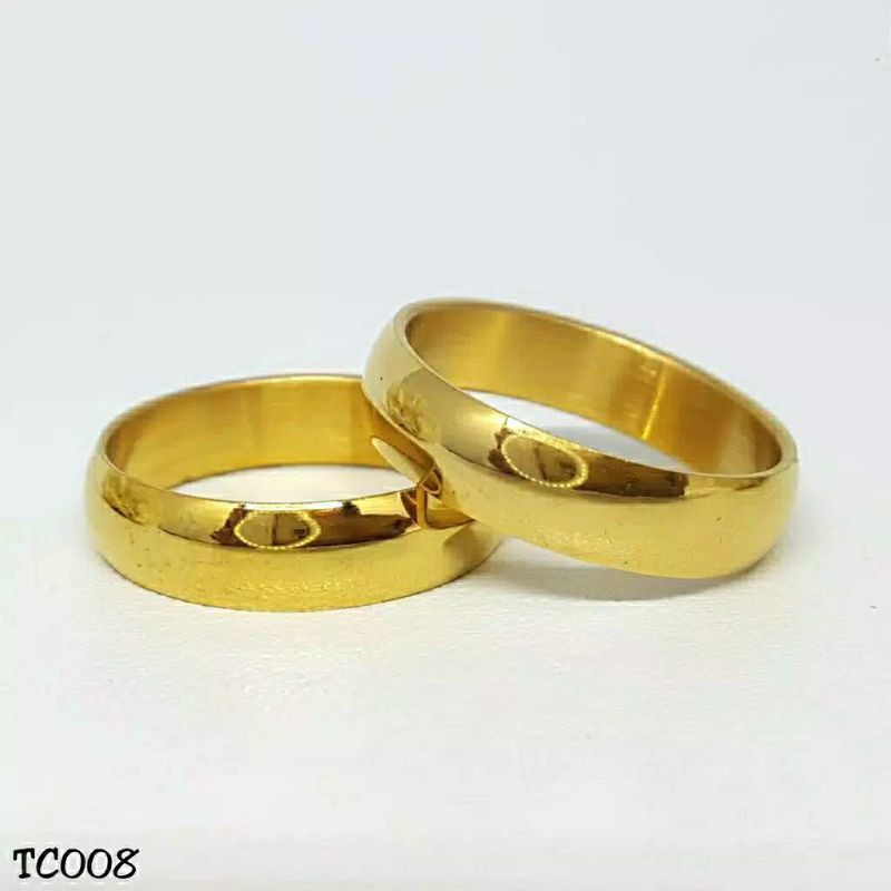 Fourfashion Cincin Couple Emas Gold - Perhiasan Titanium Stainless Steel - TC08