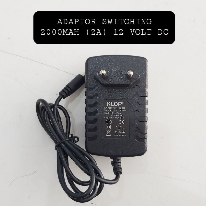 Adaptor 2000mah 2 Amper 12 Volt DC Power Supply Switching
