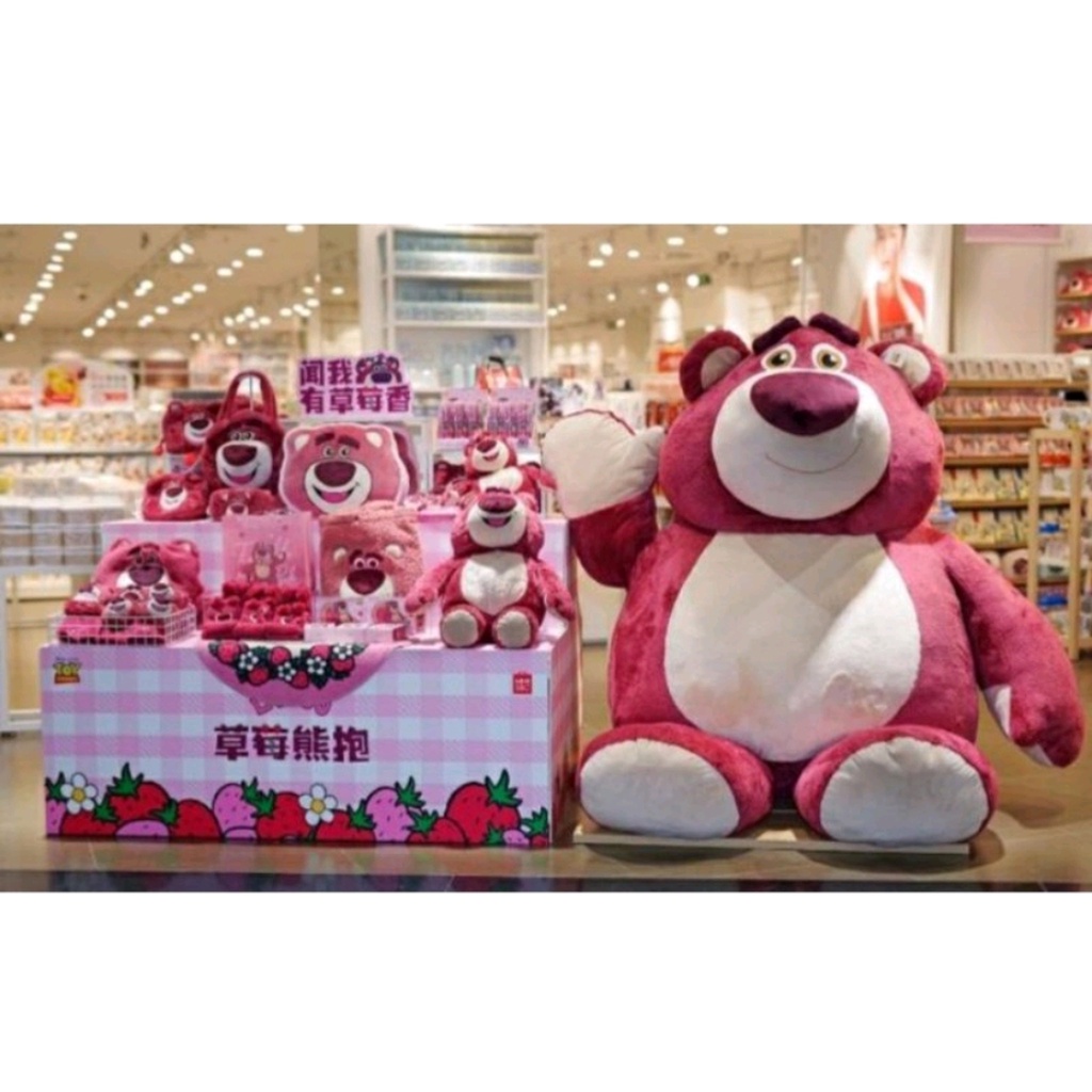 Miniso X Story Pink Strawberry Lotso Series Collection Topi Boneka Tas Tote Bag