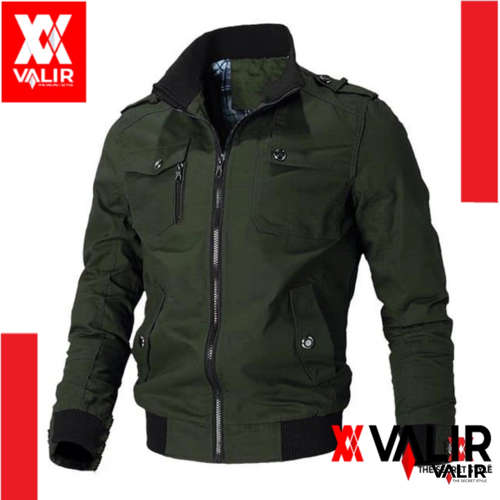 Valir Jaket Pria Ruster Original Branded  - Limited Model Casual Multifungsi Hitam 600gr - 1pcs