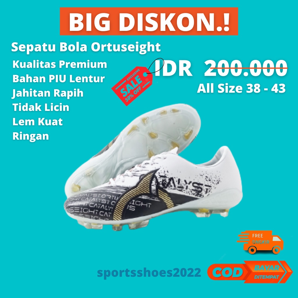 Sepatu Bola Ortuseight Ortus Original Catalys Hitam Putih 38 - 43