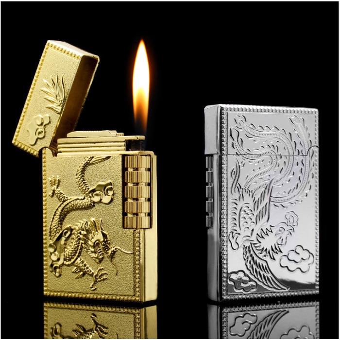 Korek Dupont Motif Naga Timbul Motif Depan Belakang Korek elegan