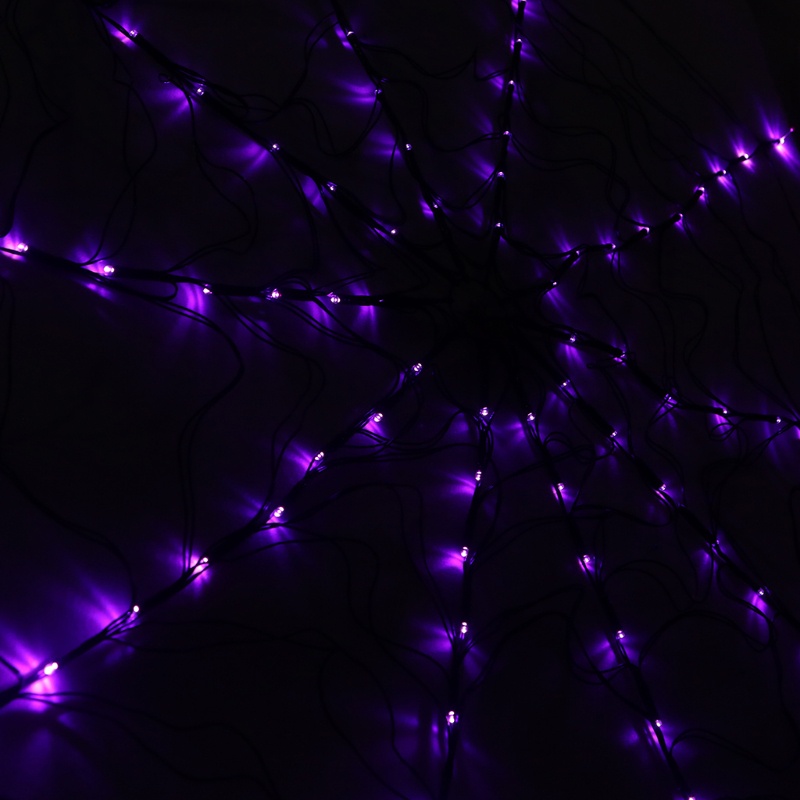 Zzz Lampu String LED Bentuk Jaring Laba-Laba Warna Ungu Untuk Dekorasi Halloween