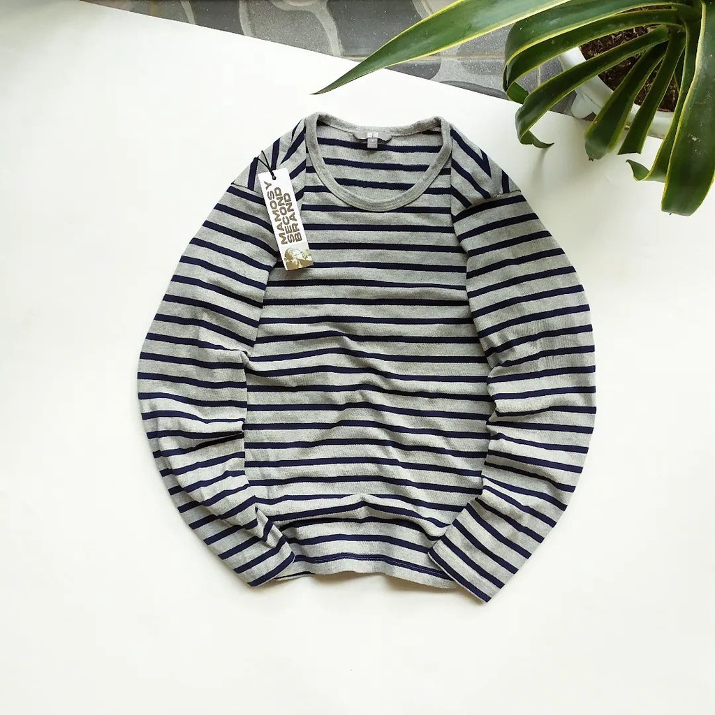 UNIQLO STRIPE LONG SLEEVE GREY / NAVY