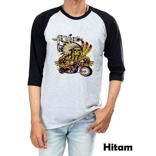 Kaos Raglan Abu Muda M61 Gambar Indian Lengan 3/4