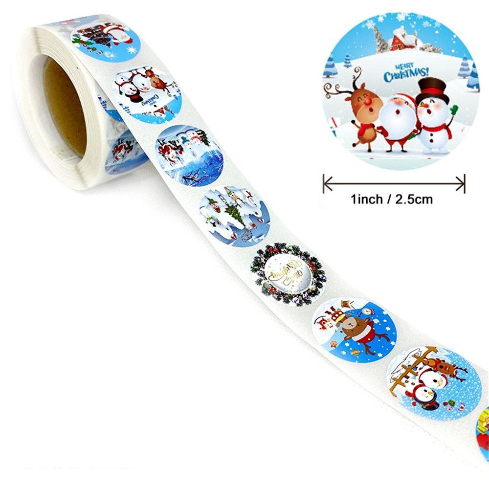 500pcs / Roll Stiker Segel Amplop Motif Natal Untuk Perlengkapan Pesta