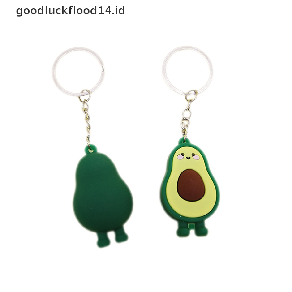 [OOID] Fashion Simulation Fruit Avocado Smile Keychain 3D Resin Key Chains Jewelry Gift ID