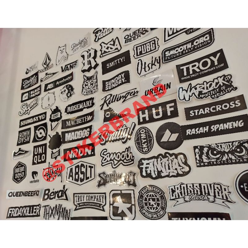 paket Stiker sticker distro isi 20 pcs brand clothing murah Graftac random hitam-1