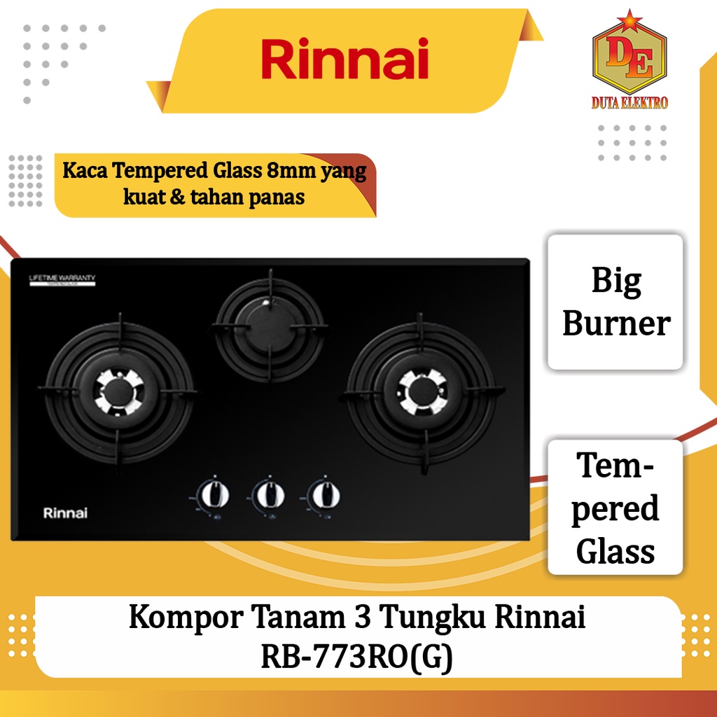 Kompor Tanam 3 Tungku Rinnai RB 773 RO(G)